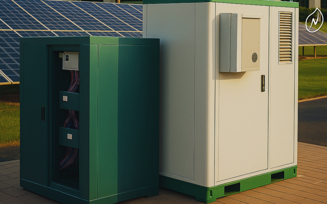 Sistema BESS de almacenamiento energético integrado con paneles solares para empresas, diseñado para mejorar estabilidad eléctrica, reducir costos y optimizar la operación.